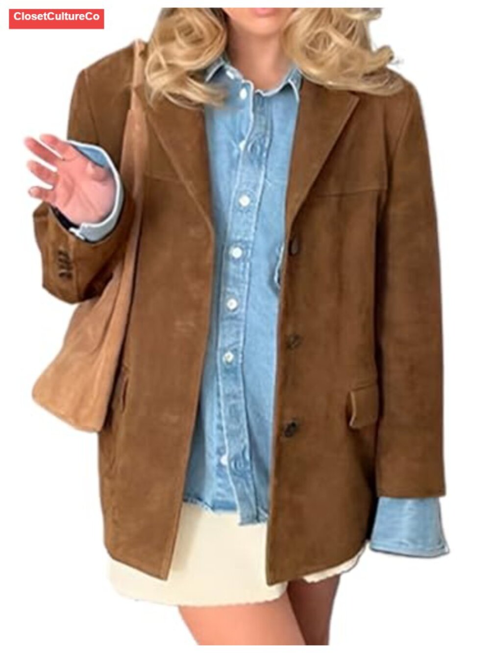 Faux Leather Blazer Jacket Women Oversized Trench Coat